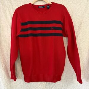 Ralph Lauren Red and Black Crew Neck Sweater